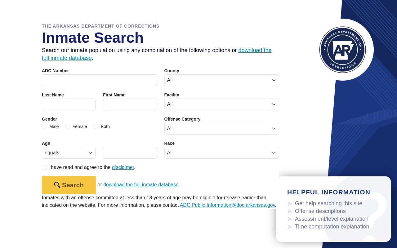 Arkansas ADC offender photo search for Craighead County cases
