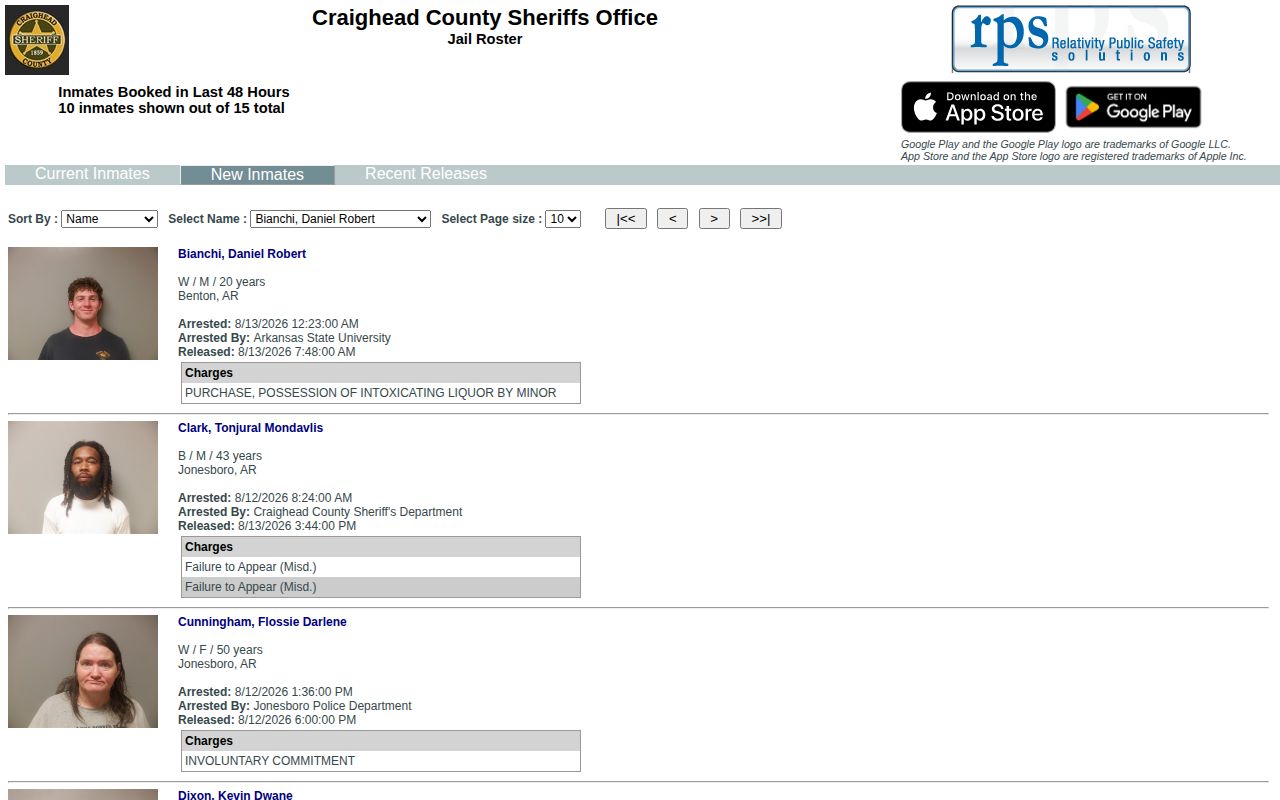 Craighead County bookings in the last 48 hours with mugshots