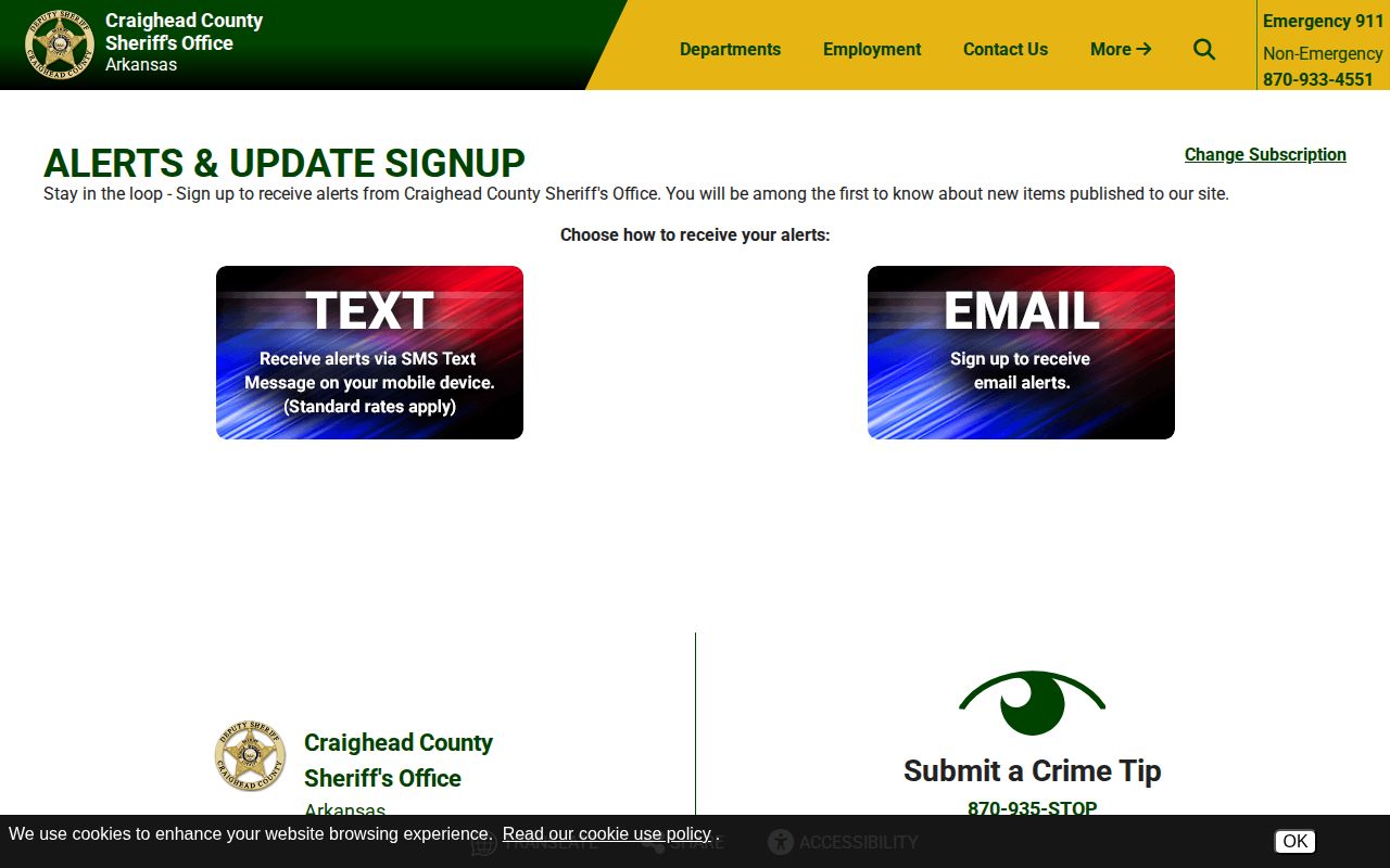 Craighead County sheriff most wanted alert signup record